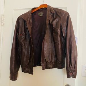 Vintage brown leather John Kloso bomber jacket